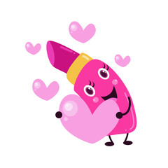 Cute lipstick character vector template design illustration