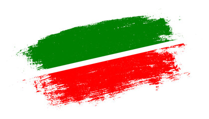 Flag of Tatarstan country on brush paint stroke trail view. Elegant texture of national country flag