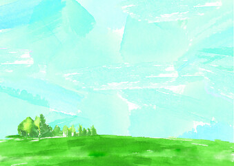 青空と芝生の風景