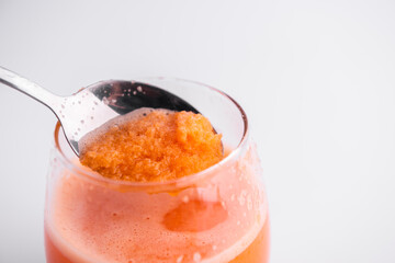 Freshly squeezed carrot juice, healthy lifestyle, carrot juice and juicer