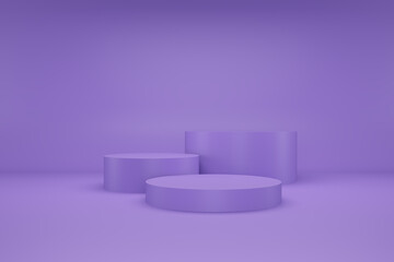 Background 3d purple rendering with cylinder podium and minimal in abstract composition, 3d render, 3d illustration