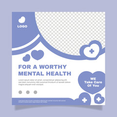 Clinical psychology square flyer template. - Vector.