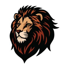 Lion Head Sports Mascot Logo Design Illustration