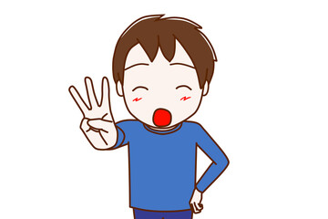 Obraz premium 動画素材・3番の指を指す少年