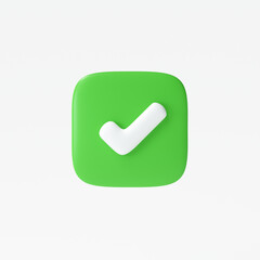 Like or correct symbol icon isolated white background, checkmark button, mobile app icon. 3d render illustration © StockStyle