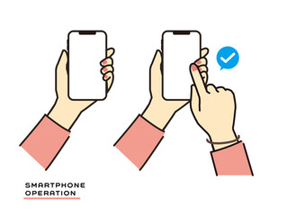 スマホを使う手のベクターイラスト／カラー／女性