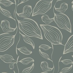 Leaves Seamless Pattern. Vector Plant Background for Textile, Fashion, Wallpapers, Prints. Trendy floral design Hand Drawn Style. Simple Leaves Pattern for Wedding, Anniversary, Birthday, Party.