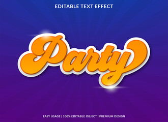 party text effect template design with modern and abstract style use for business logo and brand