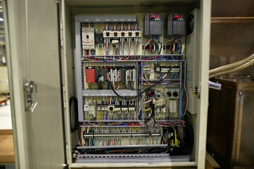 Machine part with pneumatic equipment and hydraulic system, Electric part and a mechanical device for manufacturing in the  industrial factory 