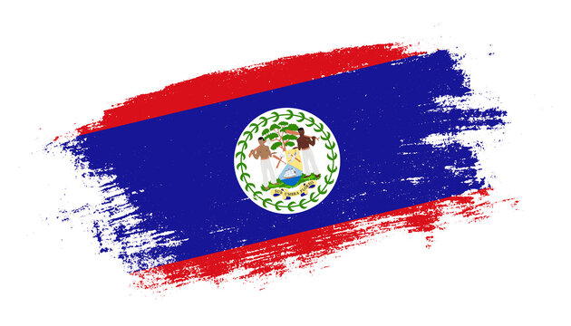 Flag of Belize country on brush paint stroke trail view. Elegant texture of national country flag