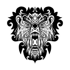 Fototapeta premium Print Animal heads and ornaments for labels, stickers, emblems, posters, tattoos, t-shirts with vector black blocks.