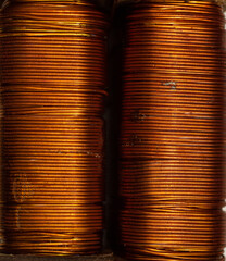 Copper wire electrical transformer windings. Electrical equipment for converting electric current...