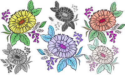 Watercolor handmade flower bundle 