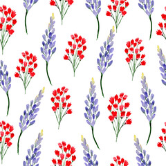 Seamless floral pattern. Watercolor background with flowers. Colorful flowers. Illustration for fabric and wrapping paper.