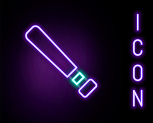 Glowing neon line Baseball bat icon isolated on black background. Colorful outline concept. Vector