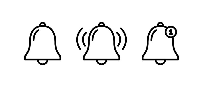 Bell notification line icon, Bell notification symbol vector 