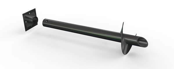 screw piers with tops for footing. isolated computer generated industrial 3D illustration