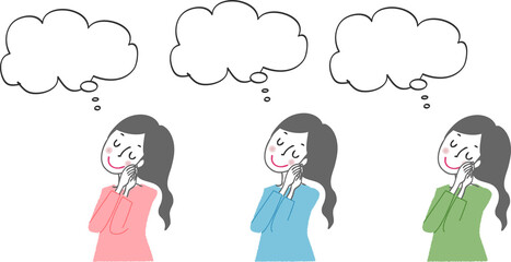 願い事をしている女性。