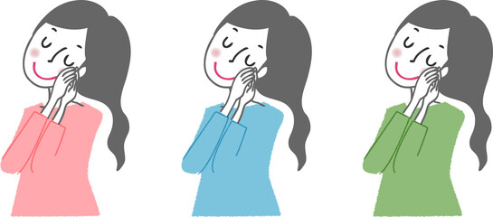 願い事をしている女性。