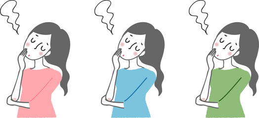 ため息をつく女性。