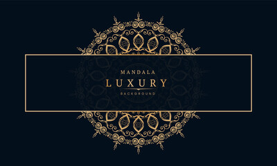 Luxury ornamental mandala background design With gold color. circle pattern. Lace ornament. Greeting, invitation card. Mehndi and yoga design. Oriental, Indian, Bohemian style. Vector illustration