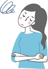 不機嫌な女性。