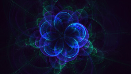3D rendering abstract blue fractal light background