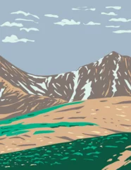 Foto op Canvas WPA Poster Art of Grays Peak and Torreys Peak in the Continental Divide within in the Rocky Mountain National Park Wilderness in Colorado done in works project administration style. © patrimonio designs