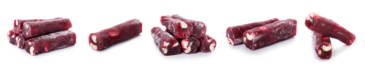 Tasty churchkela on white background