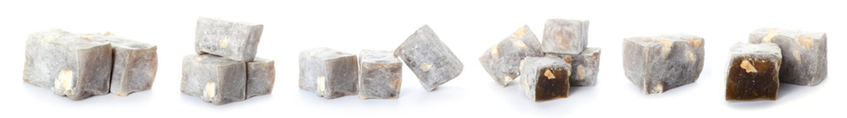 Tasty Turkish delight on white background