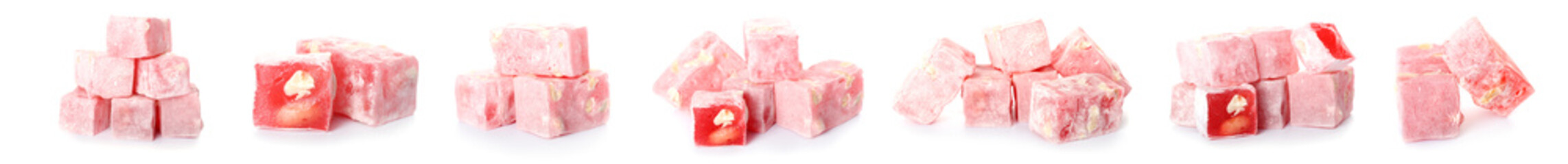 Tasty Turkish delight on white background