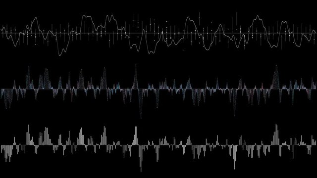 3 digital equalizers.HUD.Futuristic technological template.Audio,voice.Digital waveform equalizer HUD.Spectrogram.