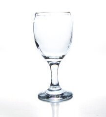 Empty wine glasses on white background
