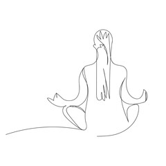 Woman doing yoga exercise continuous one line vector illustration minimalism style