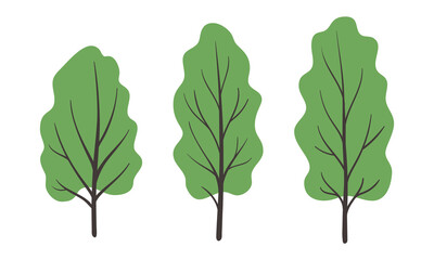 Set of hand-drawn trees