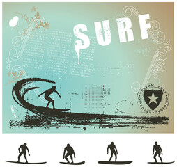 summer surf grunge waves with riders