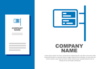 Blue Public transport board icon isolated on white background. Mechanical scoreboard. Info of flight on the billboard in the train. Logo design template element. Vector