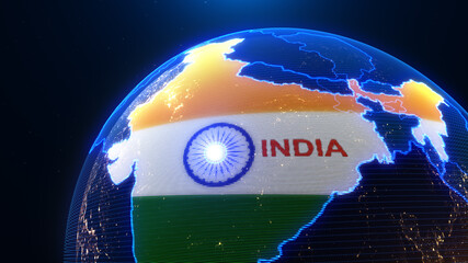 a world map of India, 3d rendering, - 435756036