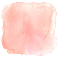 Obraz na płótnie Canvas Watercolor abstract coral pink red delicate background. Hand drawn square stain, spot, paper texture