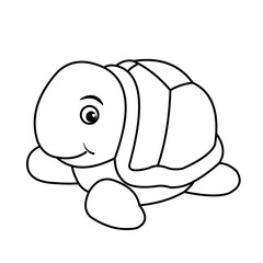 Animals, coloring book for kids. Black and white image,  turtle.