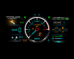 Futuristic car speed dashboard concept and logo icon vector design