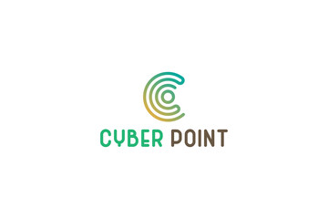 Letter c cyber point green logo design