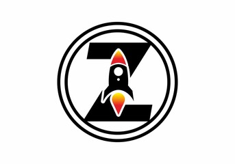 Black color of Z initial letter with rocket