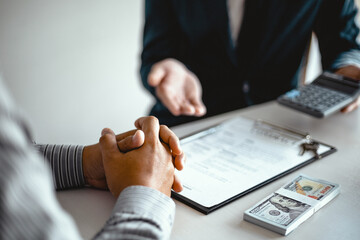 Business people signing contract making a deal with real estate agent Concept for consultant and home insurance concept.