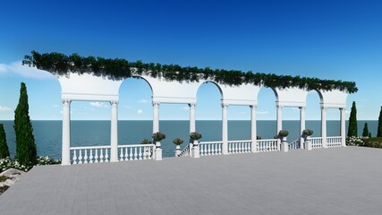 3d render from imagine roman background sea view luxury ancient sea view Italy
