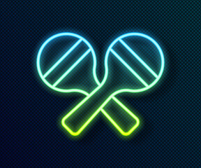 Glowing neon line Maracas icon isolated on black background. Music maracas instrument mexico. Vector