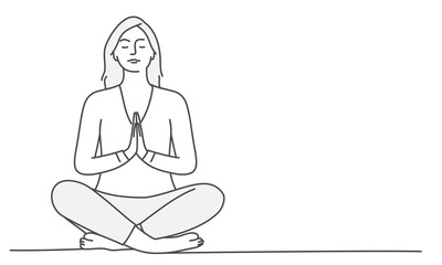 Woman in pose yoga. Woman do meditation for benefits health of body.