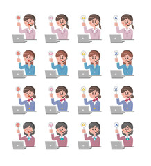 Female operator and computer to evaluate correct and incorrect answers_05