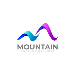 Abstract M logo and mountain design, simple logo, 3d style