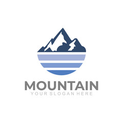 Simple mountain logo with circle design illustration